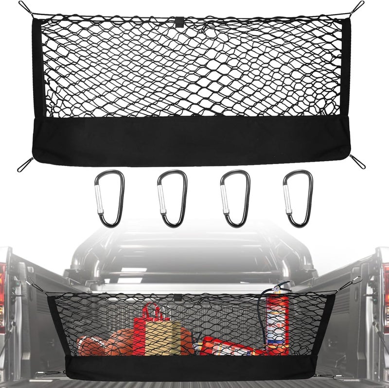 AuyNeas for Toyota Tacoma Envelope Style Truck Bed Cargo Net - Fits 2013-2024 2025 2026 Tacoma Accessories Cargo Net for Pickup Truck Bed - Heavy Duty Carabiners - Image 1